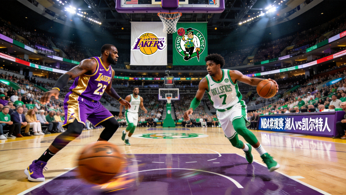 NBA常规赛焦点战洛杉矶湖人主场迎战波士顿凯尔特人的比赛现场高清画面